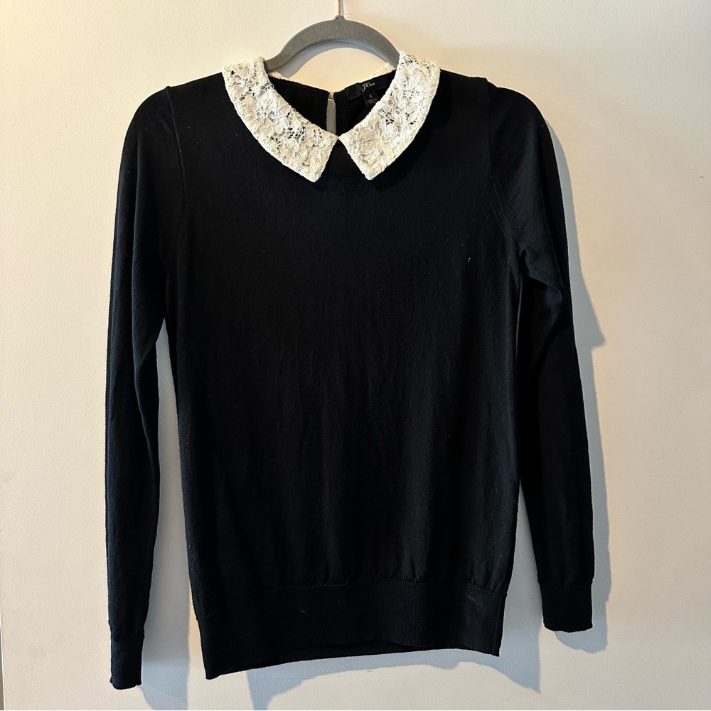 JCrew Wool & Lace Peter Pan Collar Sweater